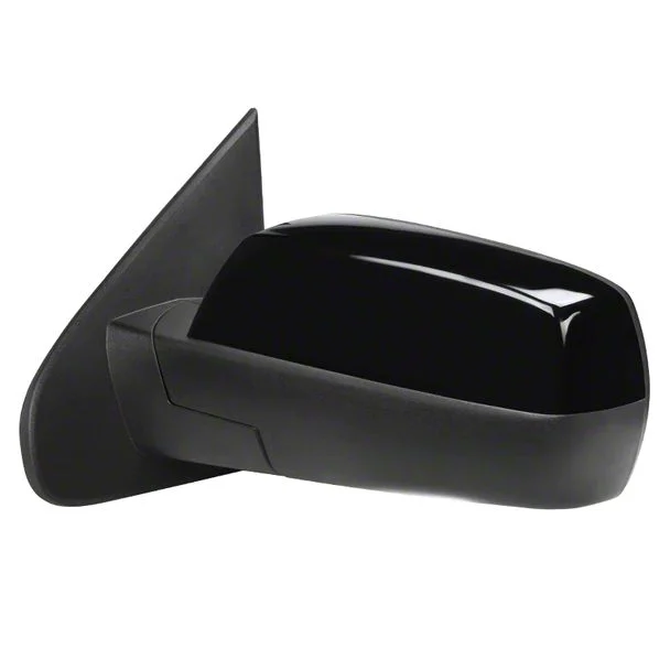 OE Style Side Mirror with LED Puddle Light; Glossy Black; Driver Side (14-18 Sierra 1500)