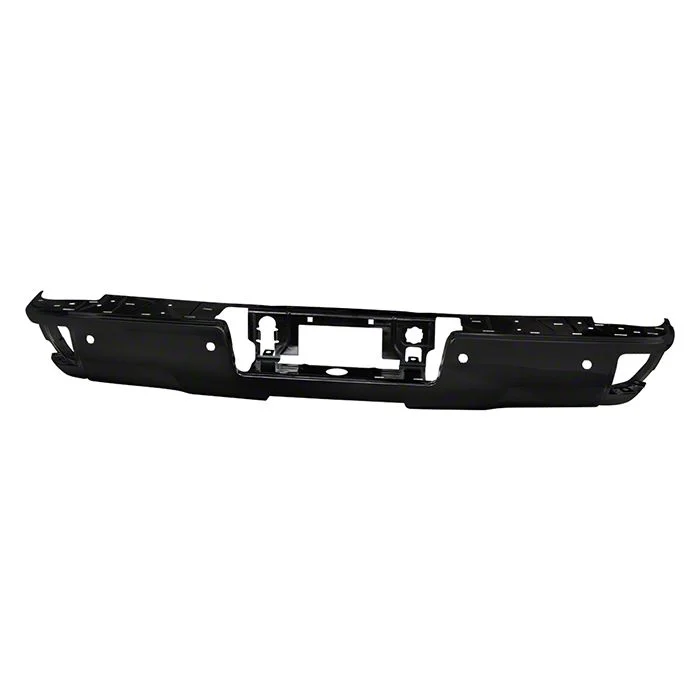 OEM Style Steel Rear Bumper Shell; Pre-Drilled for Backup Sensors; Black (14-18 Sierra 1500)