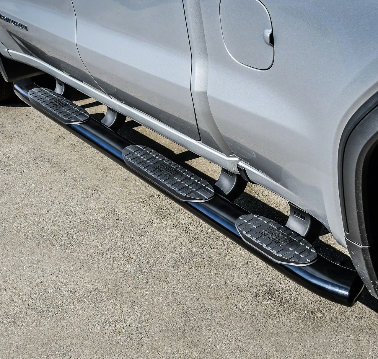 Westin Pro Traxx 5-Inch Wheel-to-Wheel Oval Side Step Bars; Black (19-26 Sierra 1500 Double Cab)