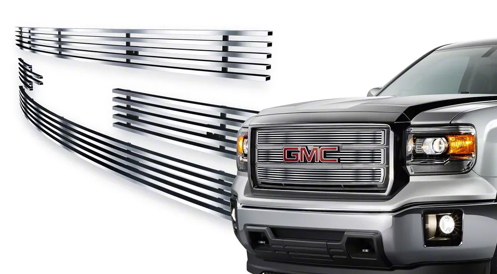 Stainless Steel Billet Upper Grille Insert; Chrome (14-15 Sierra 1500, Excluding Denali)