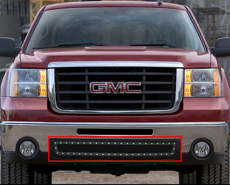 Stainless Steel Rivet Lower Grille Insert; Black (07-13 Sierra 1500)