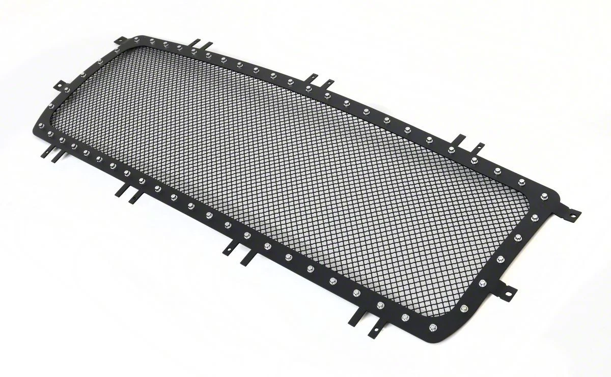 Stainless Steel Rivet Upper Grille Insert; Black (14-15 Sierra 1500)