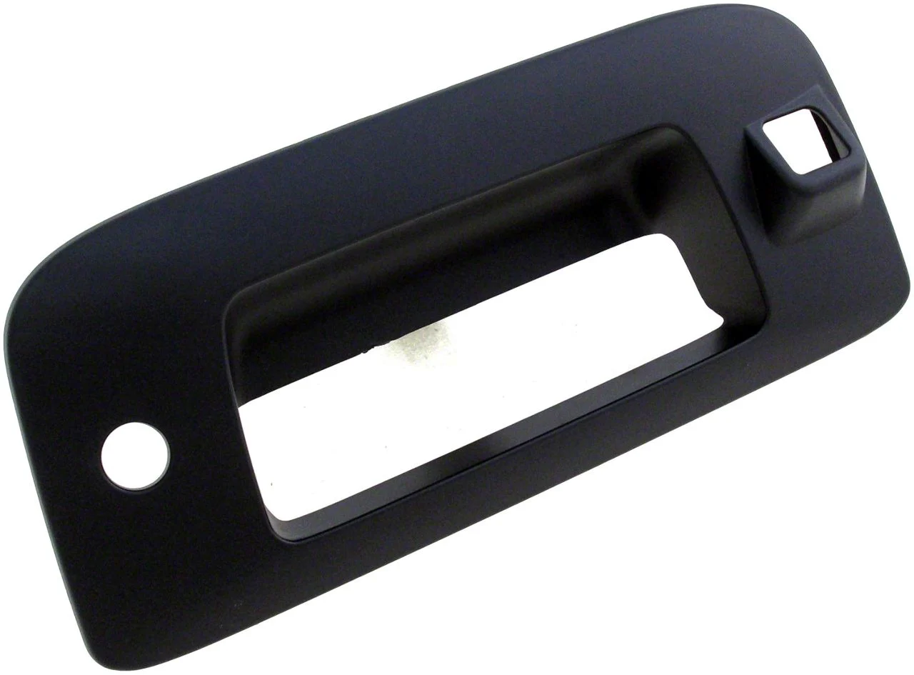 Tailgate Handle Bezel with Keyhole and Backup Camera Hole; Smooth Black (09-13 Sierra 1500)