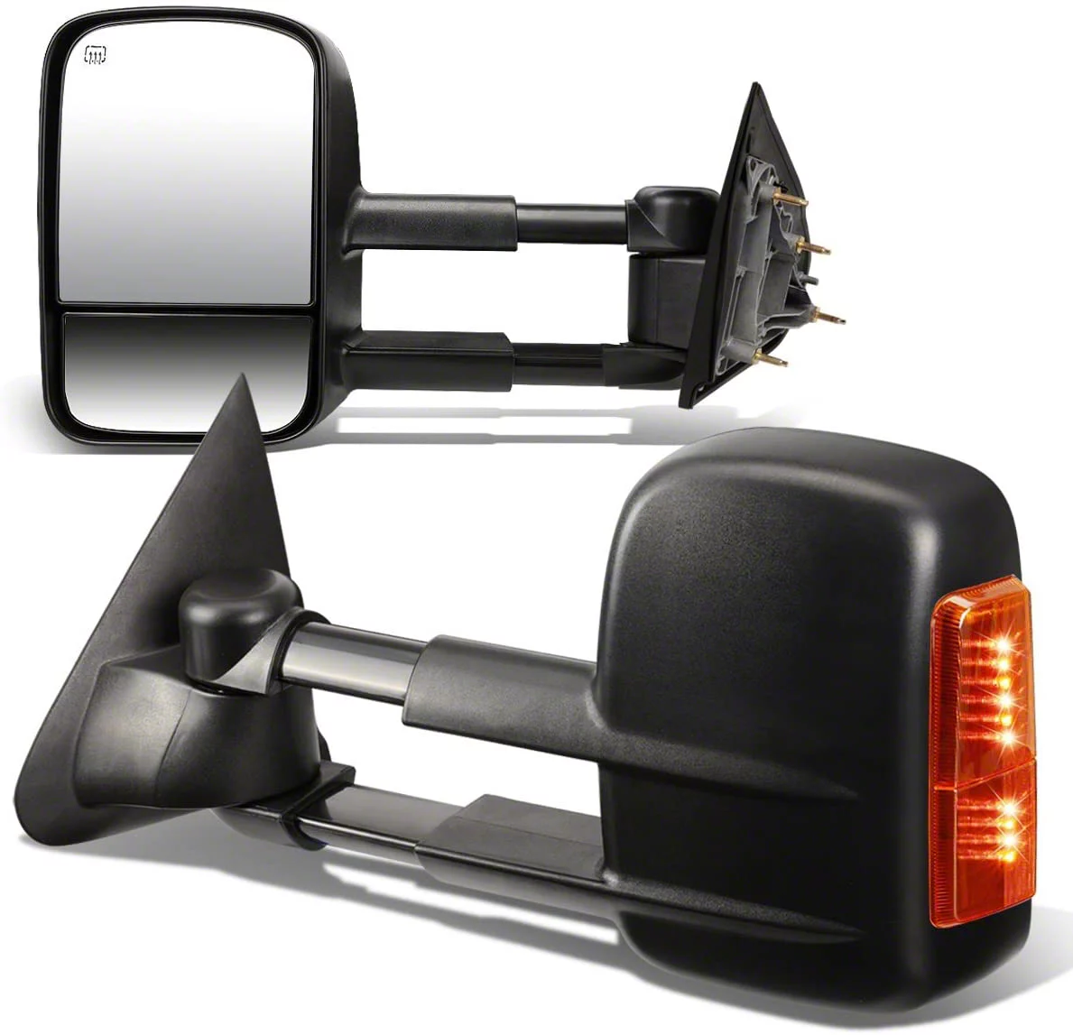 Towing Mirror; Powered; Heated; Amber Signal; Black; Pair (14-17 Sierra 1500)