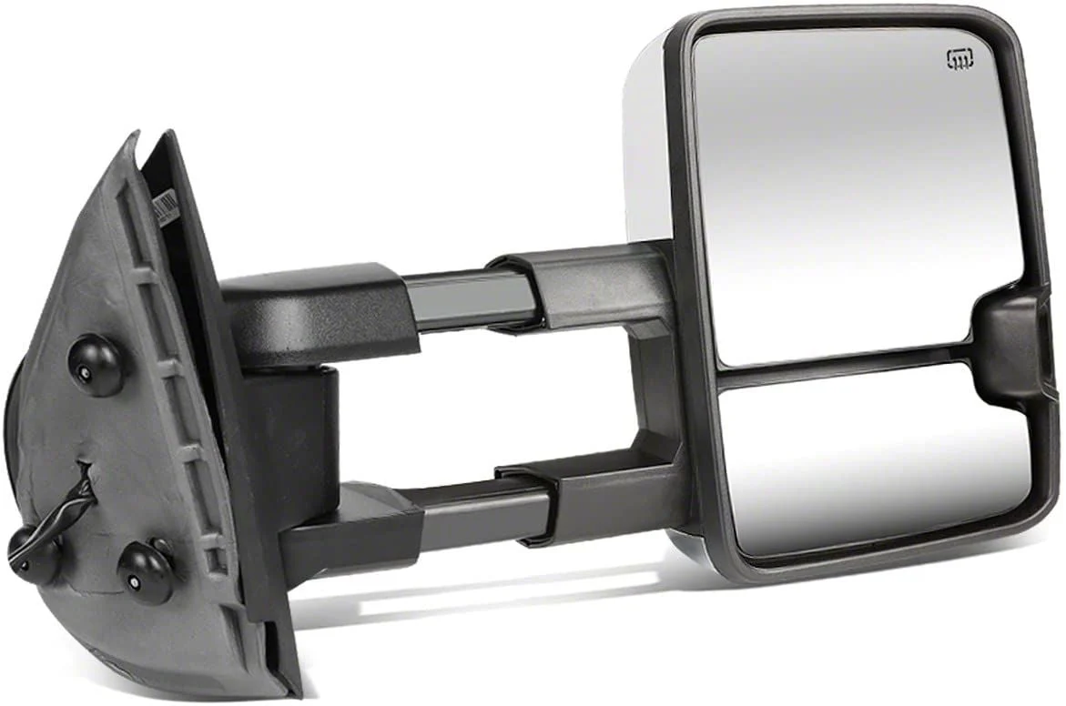 Powered Heated Towing Mirror with Smoked LED Turn Signal; Chrome; Passenger Side (07-13 Sierra 1500)