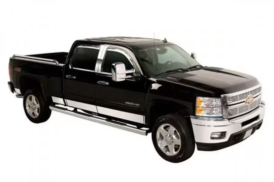 Putco Black Platinum Rocker Panels with GMC Logo (15-19 Sierra 2500 HD Crew Cab w/ 6.50-Foot Standard Box)