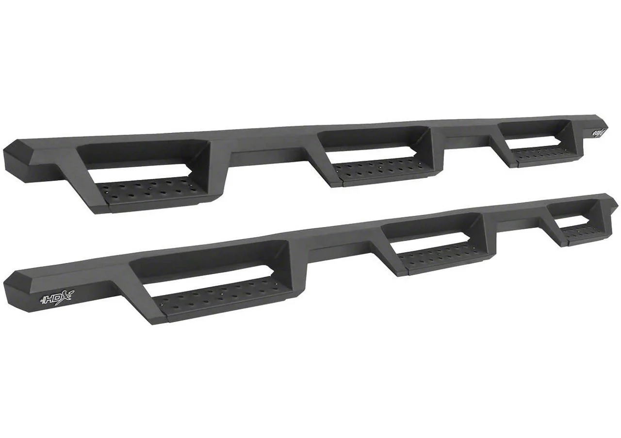 Westin HDX Drop Wheel-to-Wheel Nerf Side Step Bars; Textured Black (15-19 Sierra 2500 HD Double Cab DRW w/ 8-Foot Long Box)