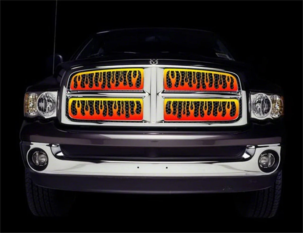 Putco Flaming Inferno Upper Overlay Grille; 4-Color (07-10 Sierra 2500 HD)