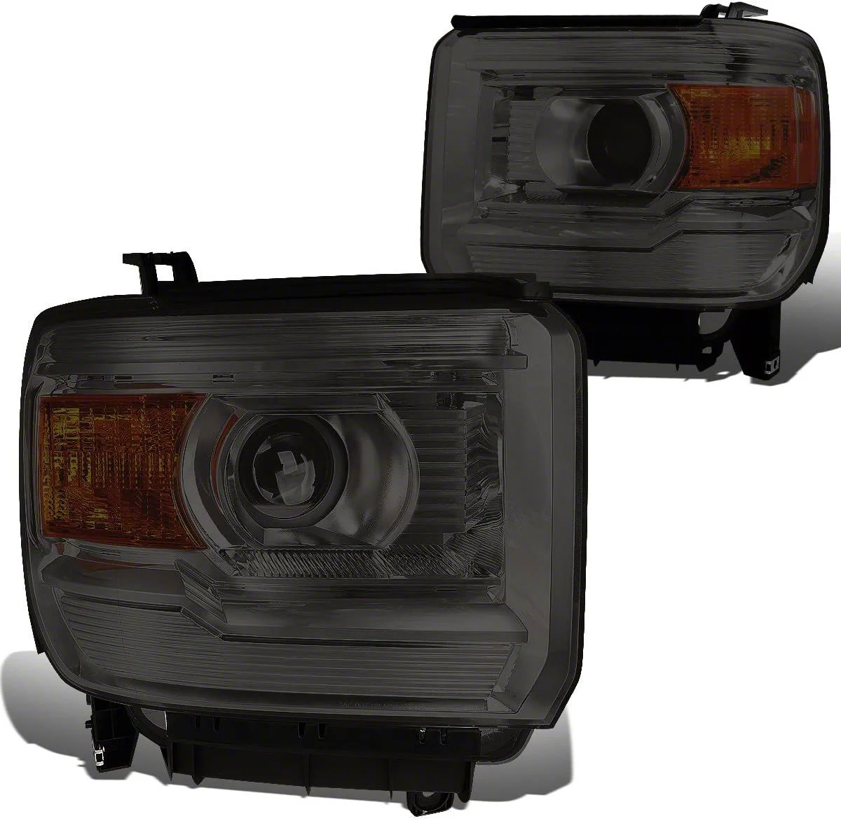 Projector Headlights with Amber Corner Lights; Chrome Housing; Smoked Lens (15-17 Sierra 2500 HD w/ Factory Halogen Headlights)