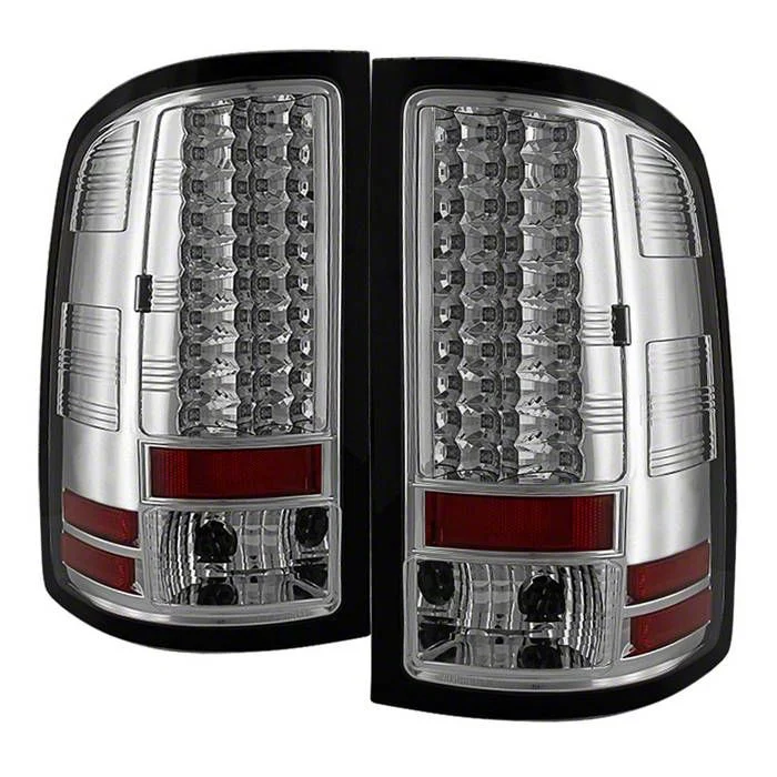 LED Tail Lights; Chrome Housing; Clear Lens (07-14 Sierra 2500 HD)