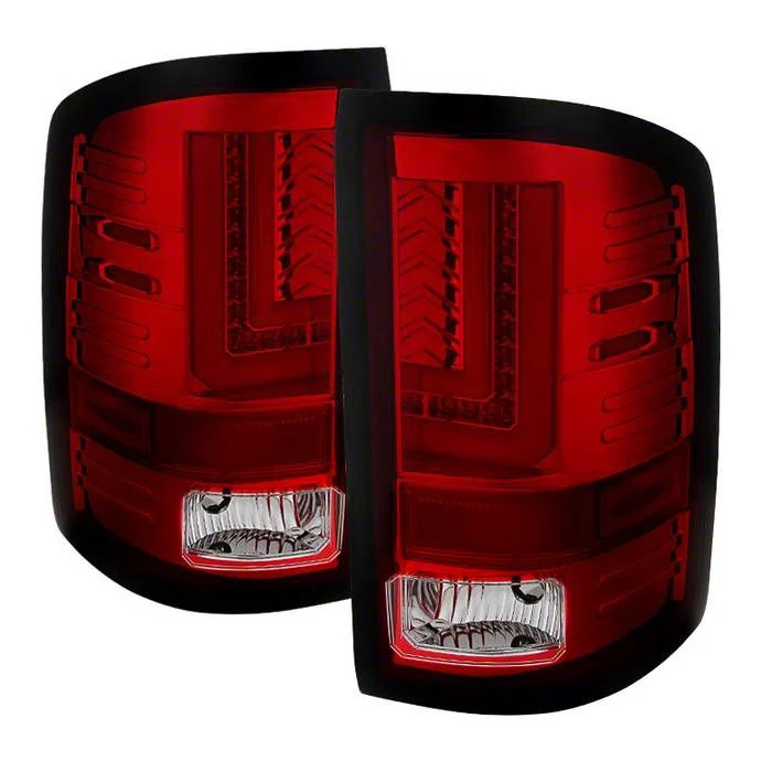 LED Tail Lights; Chrome Housing; Red/Clear Lens (15-19 Sierra 2500 HD w/ Factory Halogen Tail Lights)