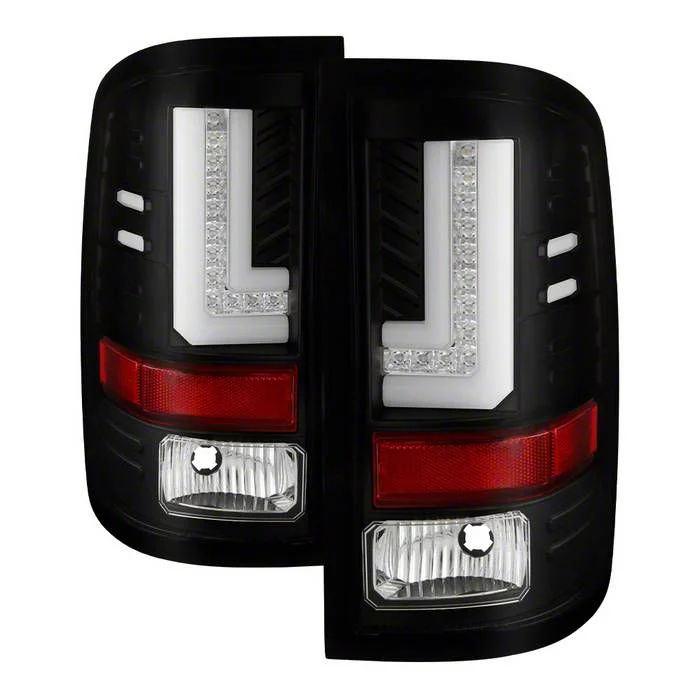 Light Bar LED Tail Lights; Black Housing; Clear Lens (16-19 Sierra 2500 HD SRW w/ Factory LED Tail Lights)