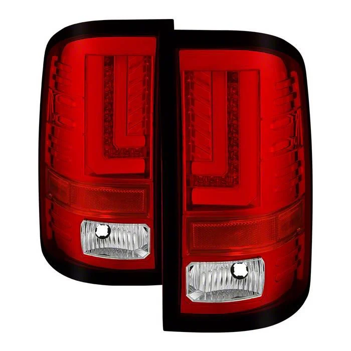 Light Bar LED Tail Lights; Chrome Housing; Red/Clear Lens (16-19 Sierra 2500 HD SRW w/ Factory LED Tail Lights)