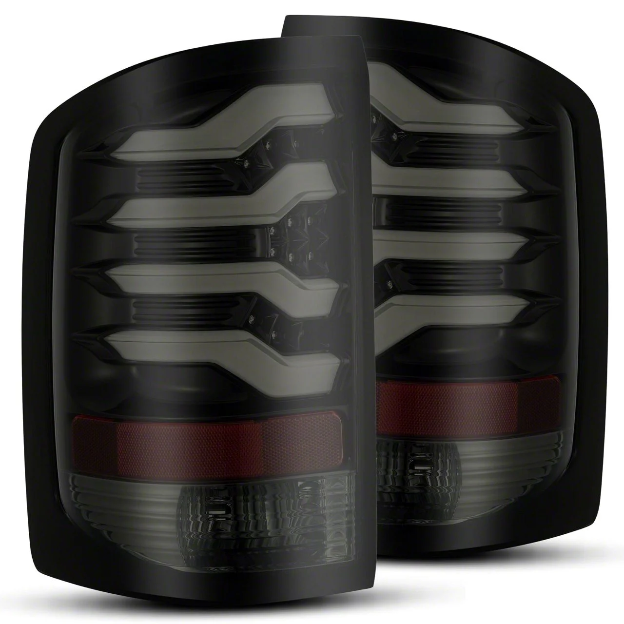 AlphaRex PRO-Series LED Tail Lights; Jet Black Housing; Smoked Lens (14-18 Sierra 2500 HD SRW w/ Factory Halogen Tail Lights)