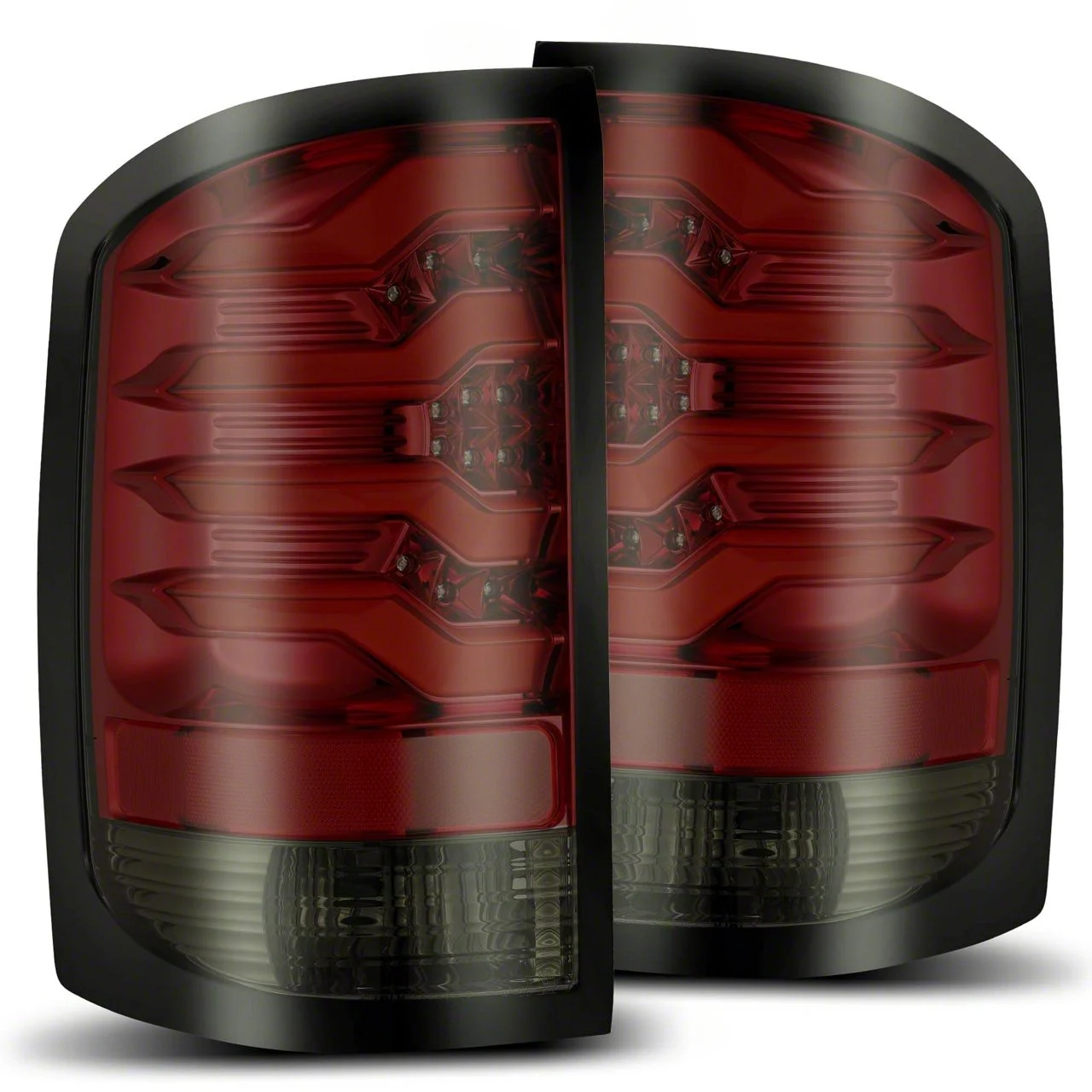 AlphaRex PRO-Series LED Tail Lights; Red Housing; Smoked Lens (14-18 Sierra 2500 HD SRW w/ Factory Halogen Tail Lights)