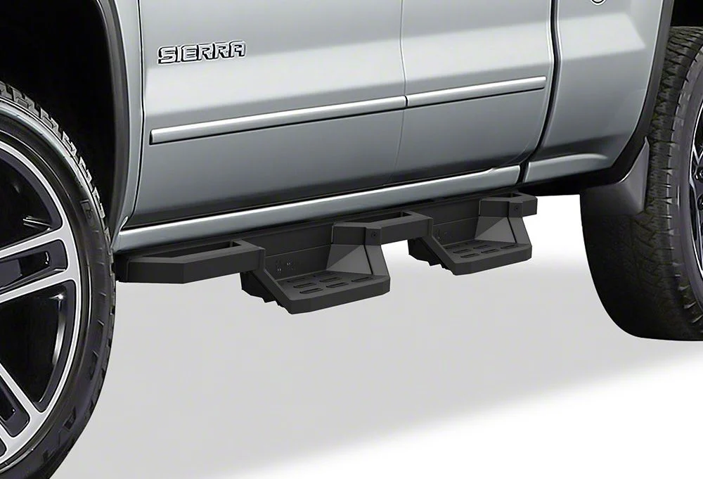 Square Tube Drop Style Nerf Side Step Bars; Matte Black (07-19 Sierra 2500 HD Extended/Double Cab)