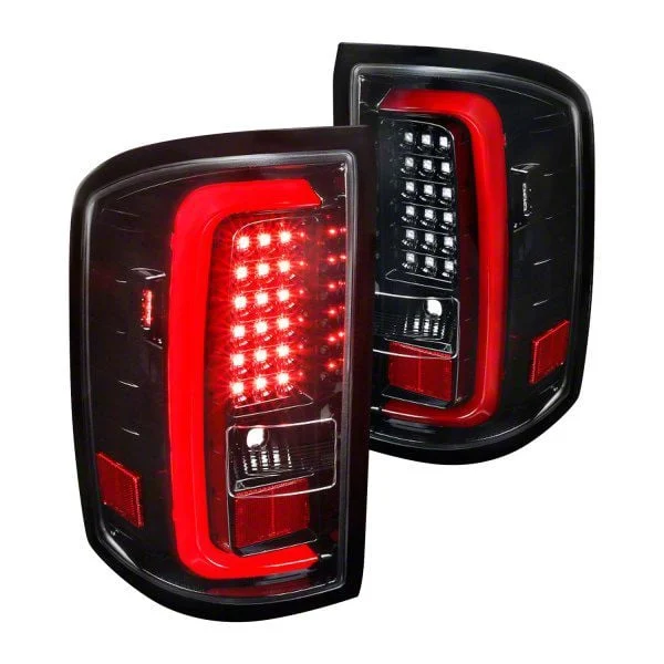 LED Tail Lights; Jet Black Housing; Clear Lens (15-19 Sierra 2500 HD w/ Factory Halogen Tail Lights)