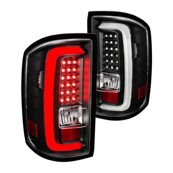 V2 LED Tail Lights; Matte Black Housing; Clear Lens (15-19 Sierra 2500 HD w/ Factory Halogen Tail Lights)