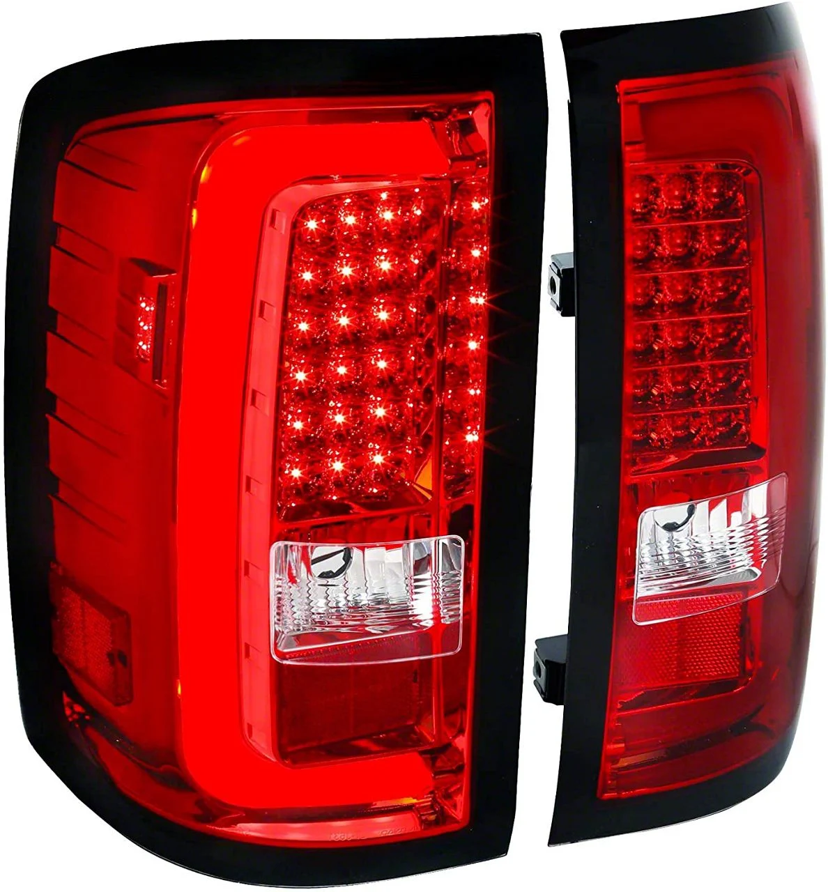 LED Tail Lights; Chrome Housing; Red Lens (15-19 Sierra 2500 HD w/ Factory Halogen Tail Lights)