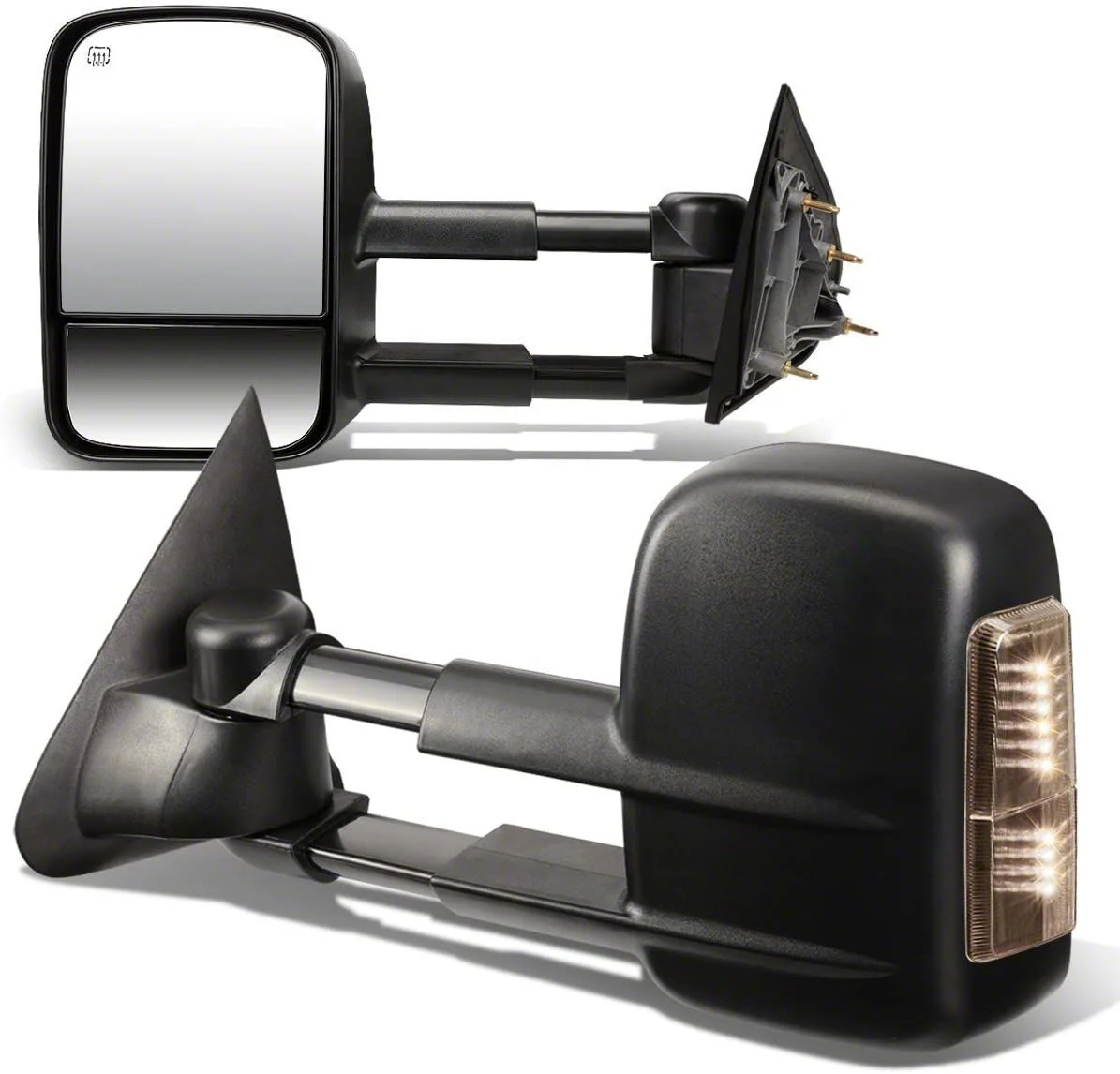 Towing Mirror; Powered; Heated; Smoked Signal; Black; Pair (14-17 Sierra 2500 HD)