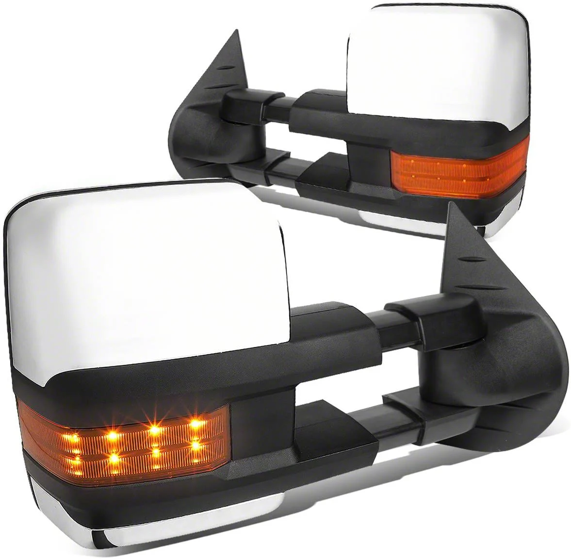 Towing Mirror; Manual; Amber LED Signal; Chrome; Pair (07-14 Sierra 2500 HD)