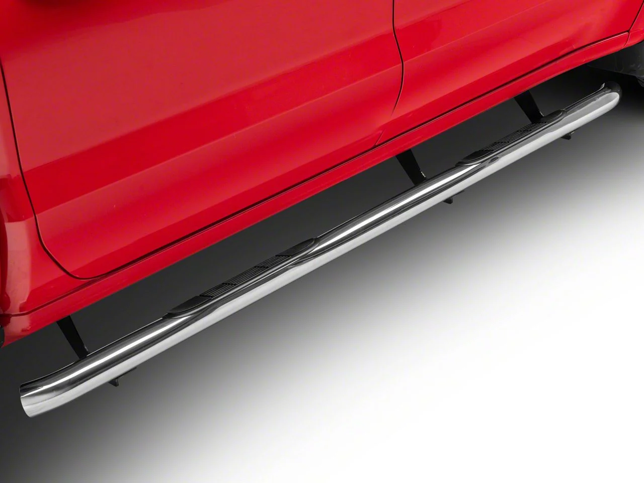 3-Inch Straight Nerf Side Step Bars; Stainless Steel (19-26 Silverado 1500 Crew Cab)