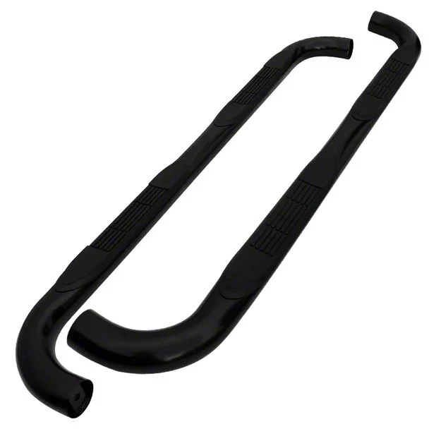 3-Inch Round Side Step Bars; Black (19-24 Silverado 1500 Double Cab)