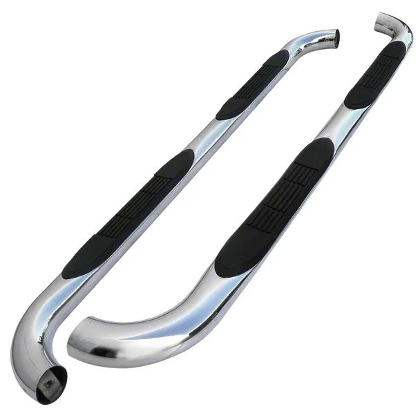 3-Inch Round Side Step Bars; Chrome (19-24 Silverado 1500 Double Cab)