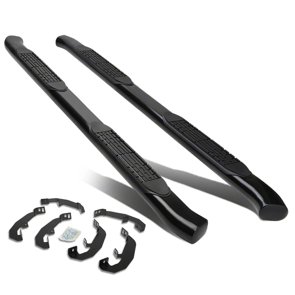 4-Inch Nerf Side Step Bars; Black (19-26 Silverado 1500 Crew Cab)