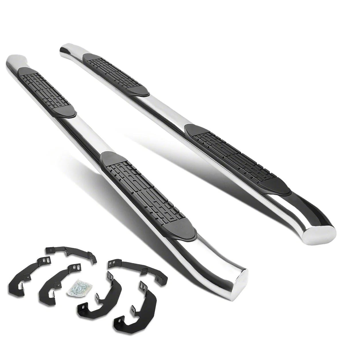 4-Inch Nerf Side Step Bars; Stainless Steel (19-26 Silverado 1500 Double Cab)