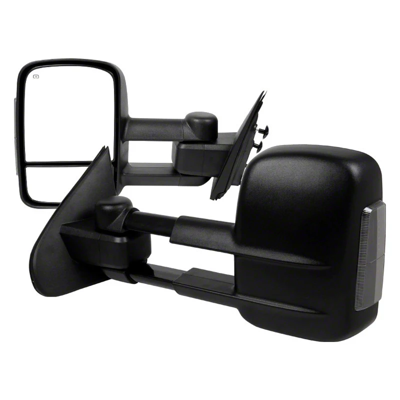 Powered Heated Towing Mirrors with Turn Signals; Black (14-18 Silverado 1500)