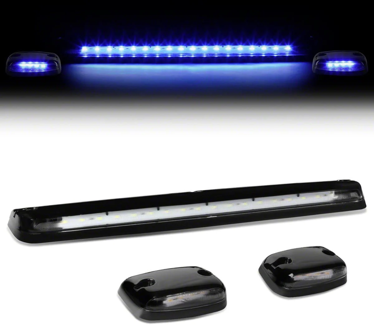 Blue LED Roof Cab Lights; Black (07-13 Silverado 1500)