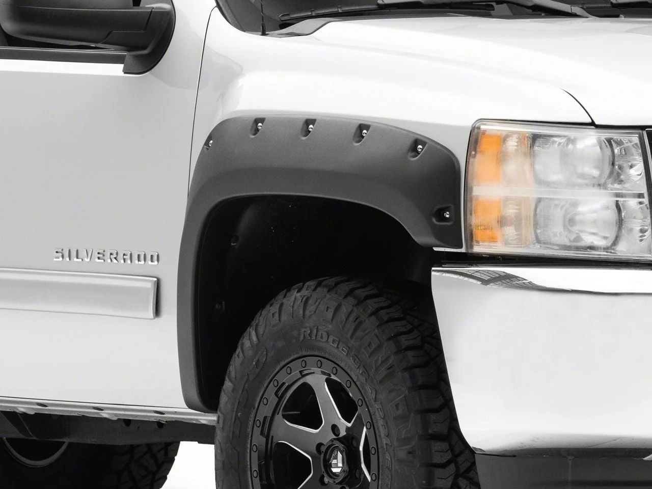 Pocket Rivet Style Fender Flares; Textured Black (07-13 Silverado 1500 w/ 6.50-Foot Standard & 8-Foot Long Box)