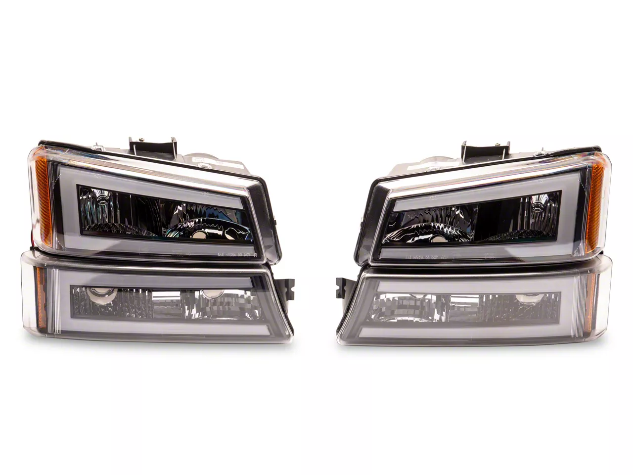 LED DRL Bar Headlights; Black Housing; Clear Lens (03-06 Silverado 1500)