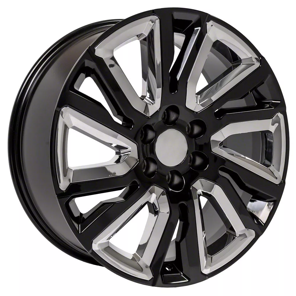 Next Gen Sierra Style Black with Chrome Insert 6-Lug Wheel; 22x9; 28mm Offset (19-26 Silverado 1500)
