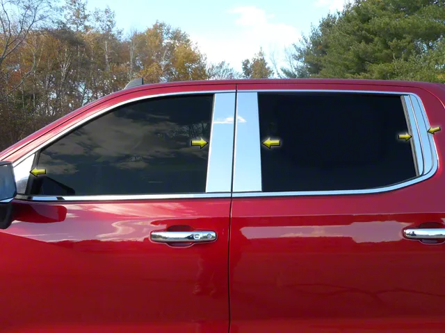 Pillar Post Trim; Stainless Steel (19-26 Silverado 1500 Crew Cab)