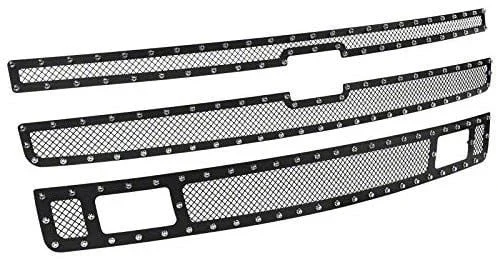 Rivet Style Mesh Upper Grille Insert; Black (07-13 Silverado 1500)
