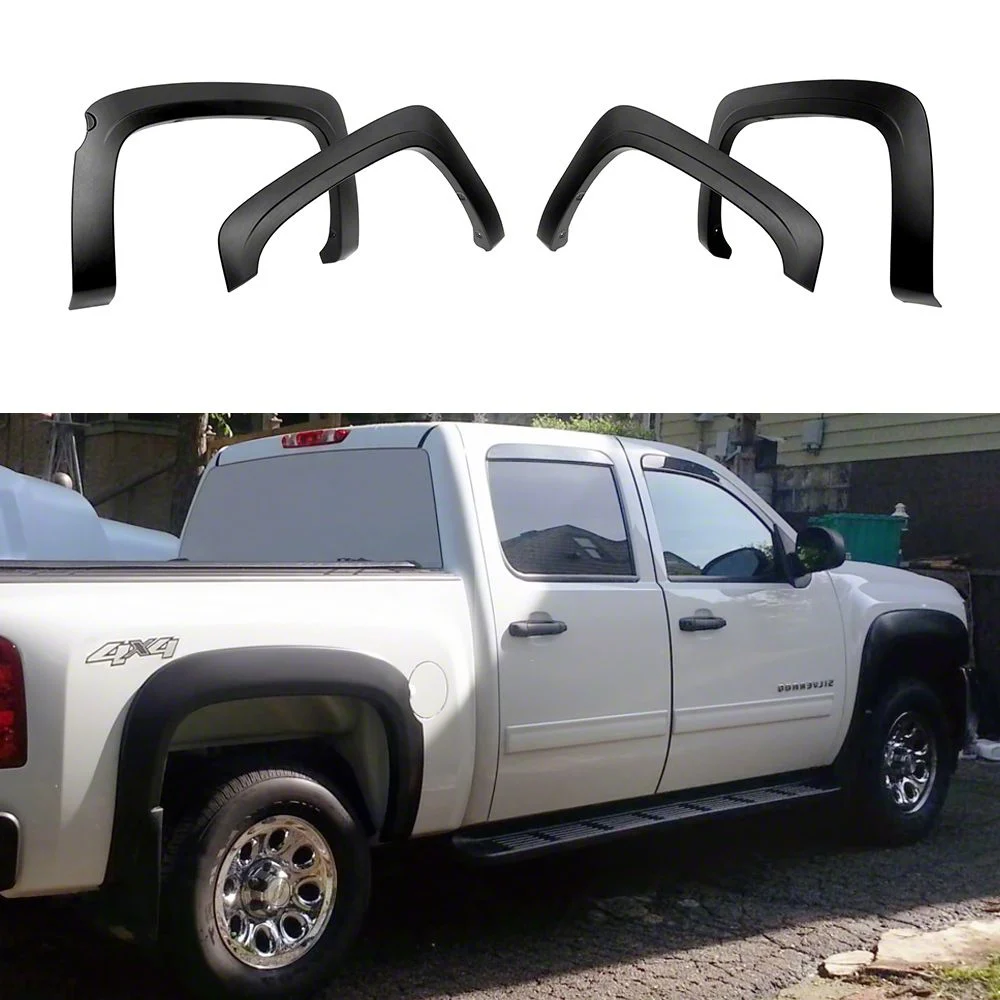 Rugged OE Style Fender Flares; Smooth Black (07-13 Silverado 1500 w/ 5.80-Foot Short Box)