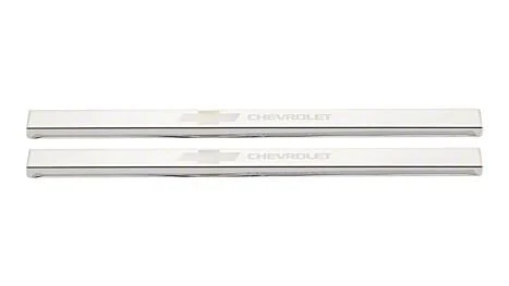Putco Stainless Steel Door Sills with Bow Tie Etching (19-26 Silverado 1500 Regular Cab, Double Cab)