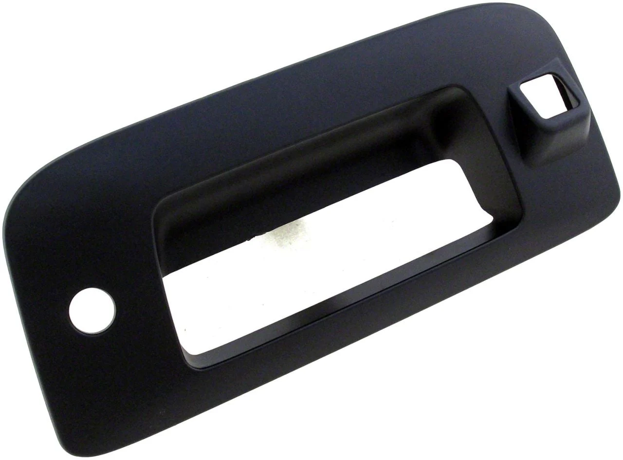 Tailgate Handle Bezel with Keyhole and Backup Camera Hole; Smooth Black (09-13 Silverado 1500)