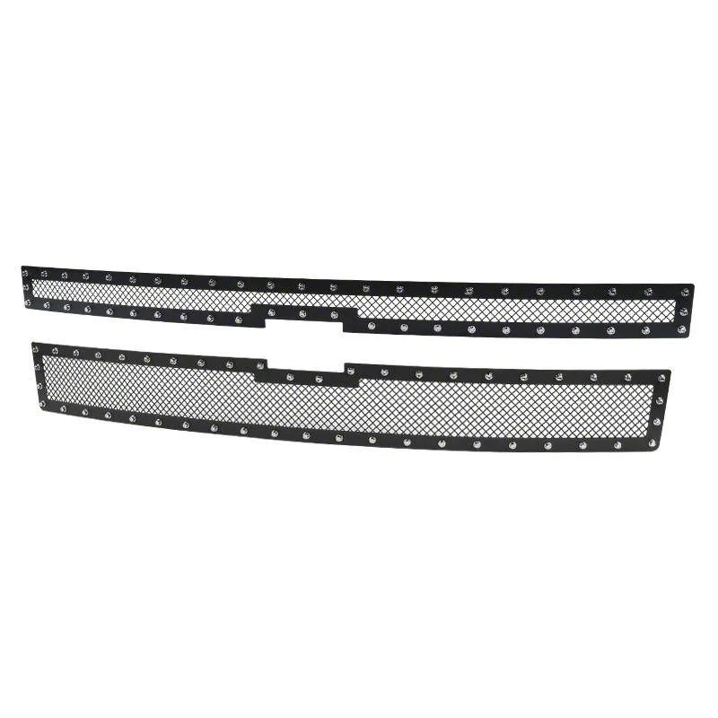 Version 2 Rivet Style Mesh Upper Grille Insert; Black (14-15 Silverado 1500)