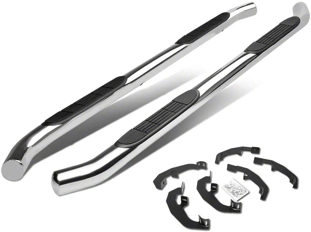 3-Inch Straight Nerf Side Step Bars; Stainless Steel (20-26 Silverado 2500 HD Crew Cab)