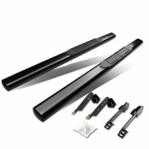 4-Inch Straight Nerf Side Step Bars; Black (07-14 Silverado 2500 HD Regular Cab)