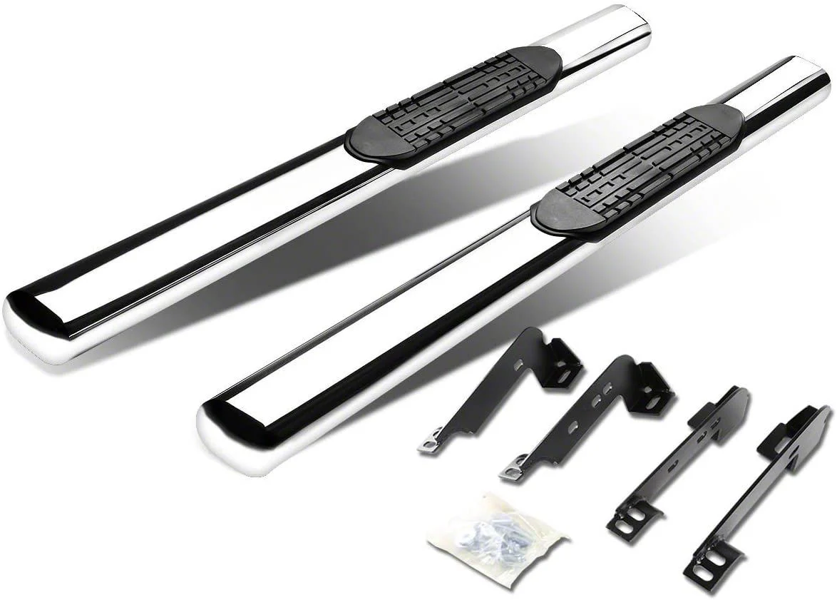 4-Inch Straight Nerf Side Step Bars; Stainless Steel (07-14 Silverado 2500 HD Regular Cab)