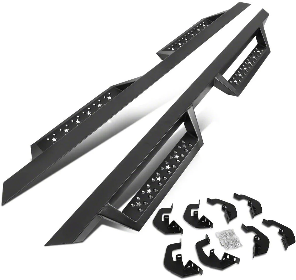 4.50-Inch Nerf Side Step Bars; Black (07-19 Silverado 2500 HD Crew Cab)