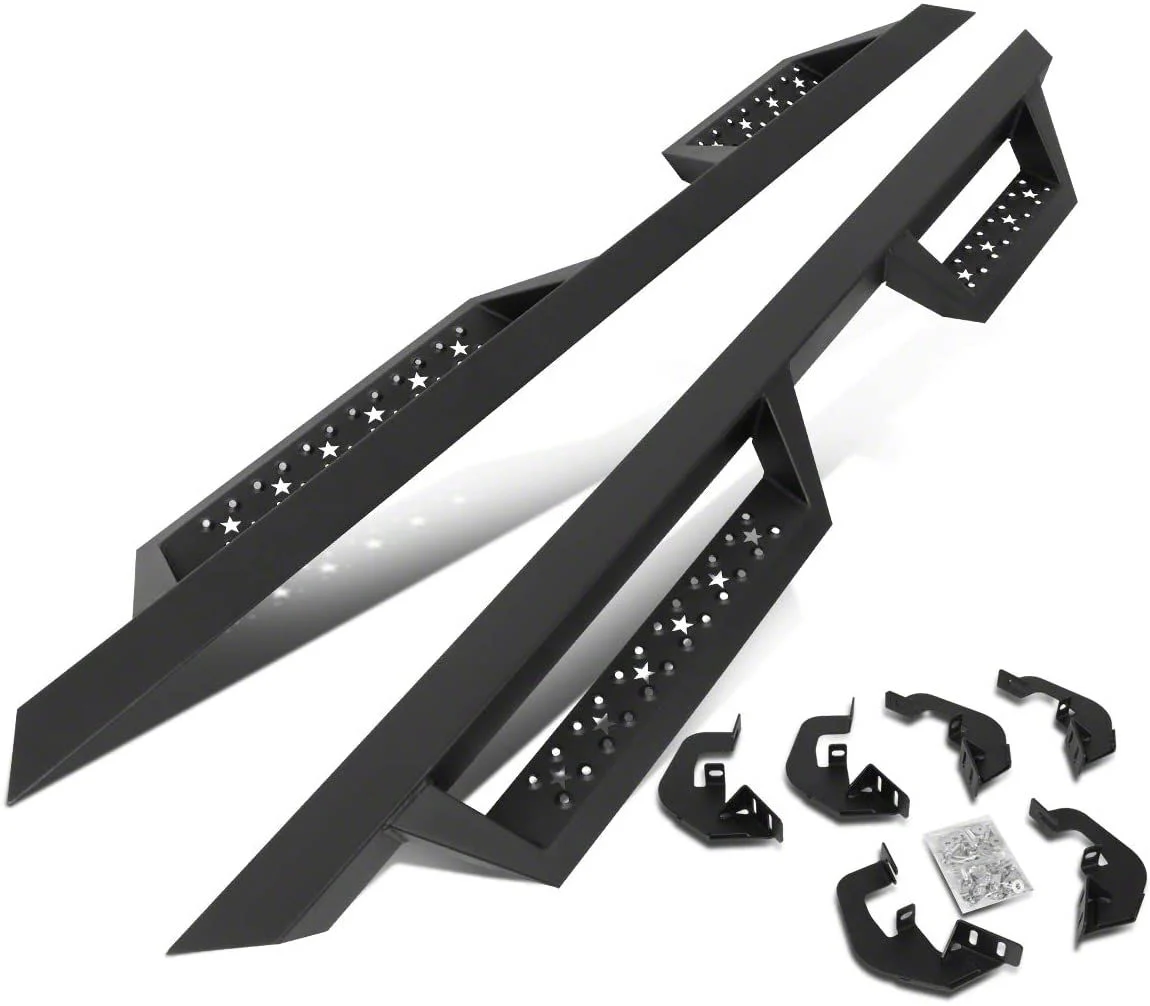 4.50-Inch Nerf Side Step Bars; Black (07-19 Silverado 2500 HD Extended/Double Cab)