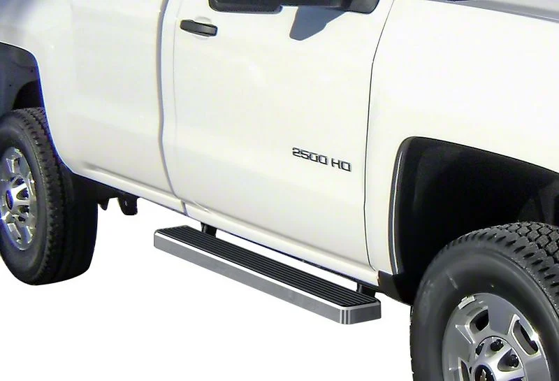 5-Inch iStep Running Boards; Hairline Silver (07-19 Silverado 2500 HD Regular Cab)