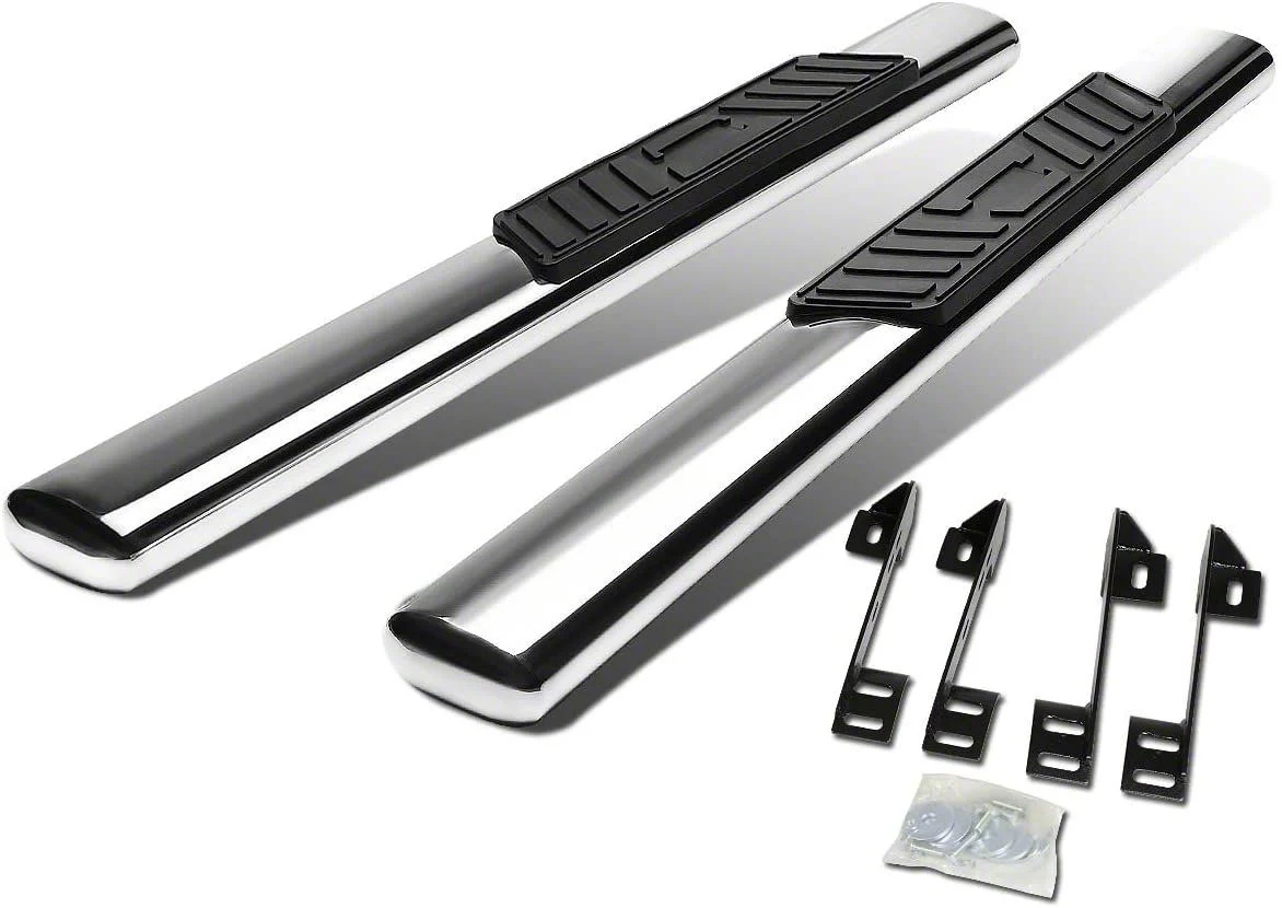 5-Inch Straight Nerf Side Step Bars; Stainless Steel (07-14 Silverado 2500 HD Regular Cab)