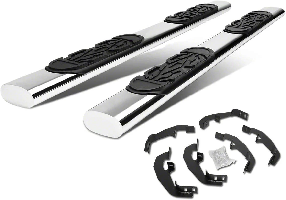 6-Inch Straight Nerf Side Step Bars; Stainless Steel (20-26 Silverado 2500 HD Crew Cab)