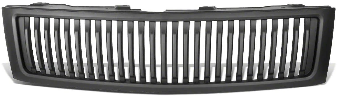 Badgeless Vertical Bar Style Upper Replacement Grille; Matte Black (07-14 Silverado 2500 HD)